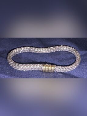John Hardy Silver Braided Bracelet with Gold Clasp